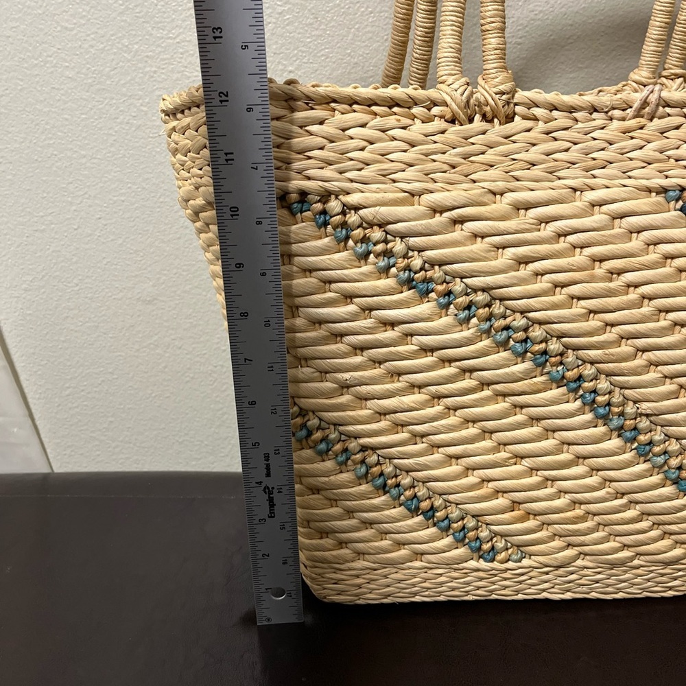 Vintage Woven Straw Raffia Boho Beach Style Shoulder Tote Bag India - Picture 7 of 9